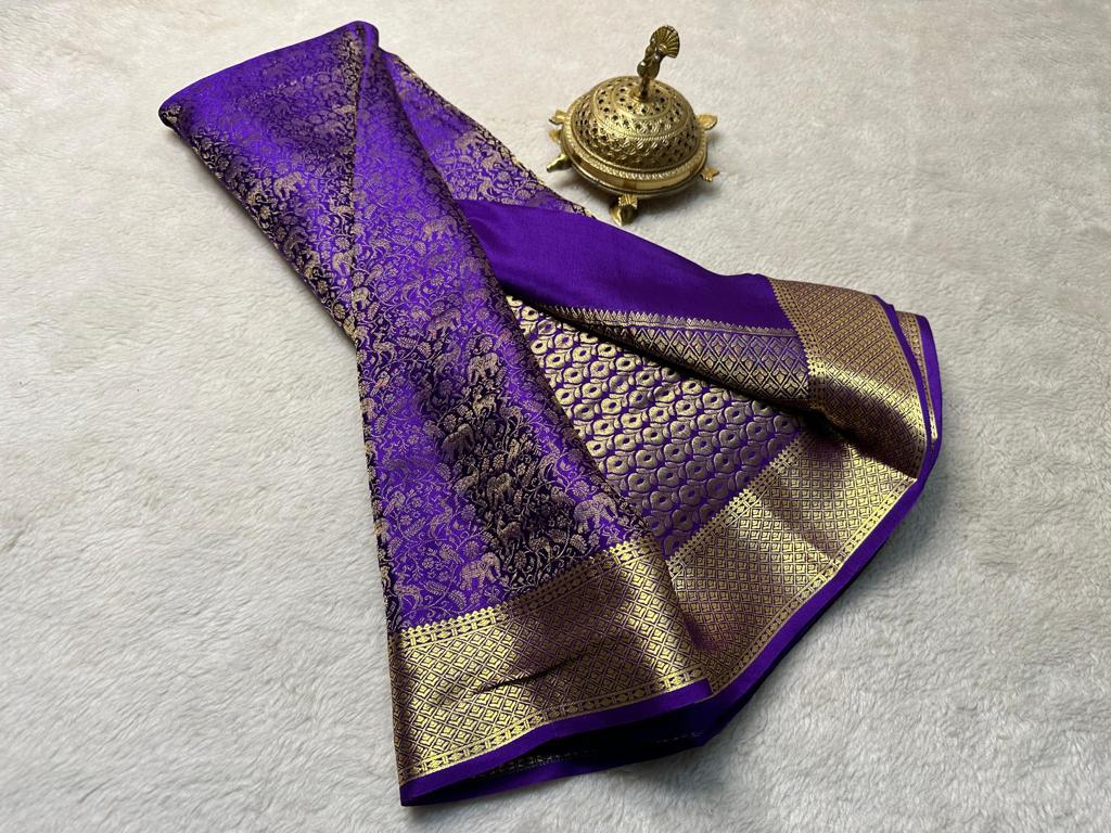 Purple Colour Soft Silk Saree