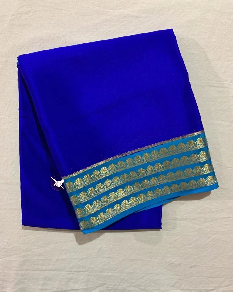 Blue Nd Sky Semi Mysore Silk Saree
