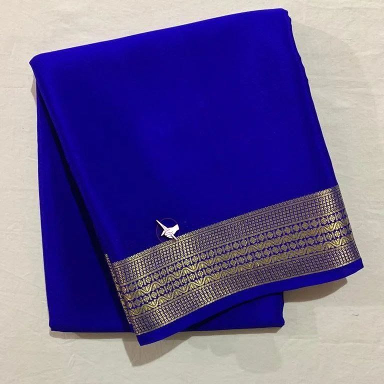 Blue Colour Semi Mysore Silk Saree