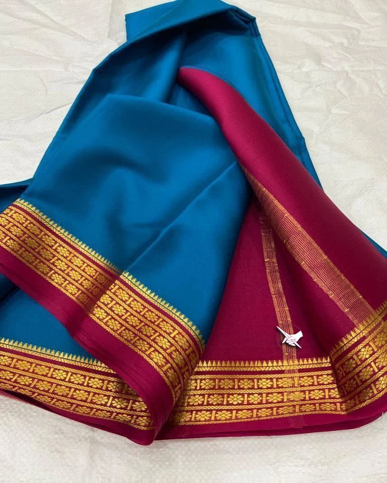 Rama Colour Semi Mysore Silk Saree