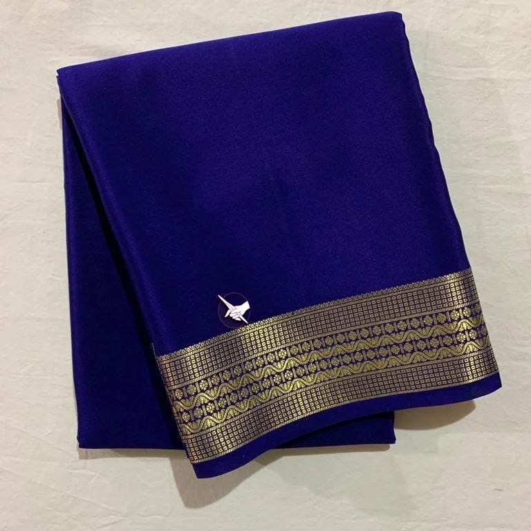 Dark Blue Colour Semi Mysore Silk Saree