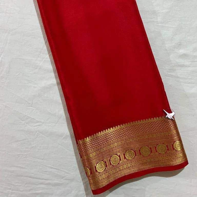 Red Semi Mysore Silk Saree