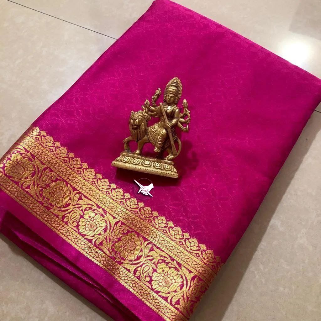 Pink Semi Silk Saree With Rich Pallu