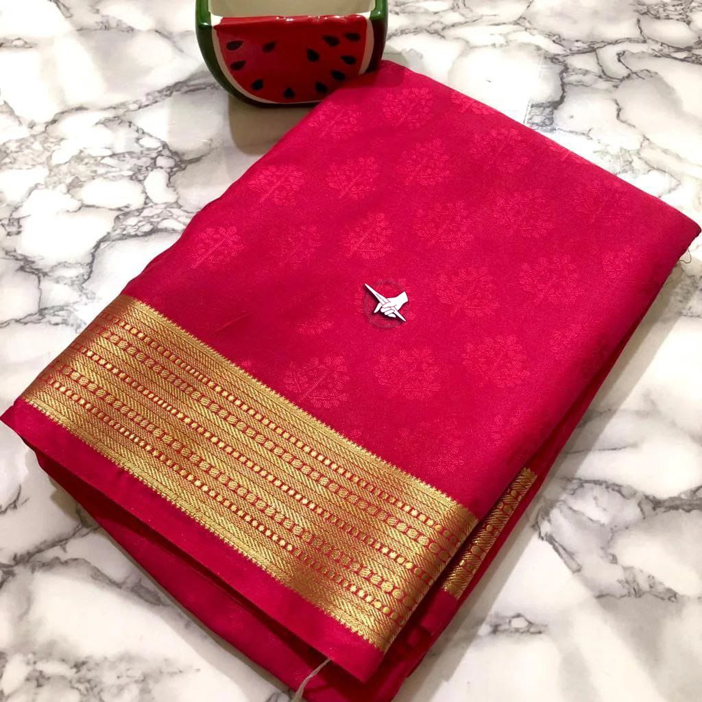 Red Colour Semi Silk Saree