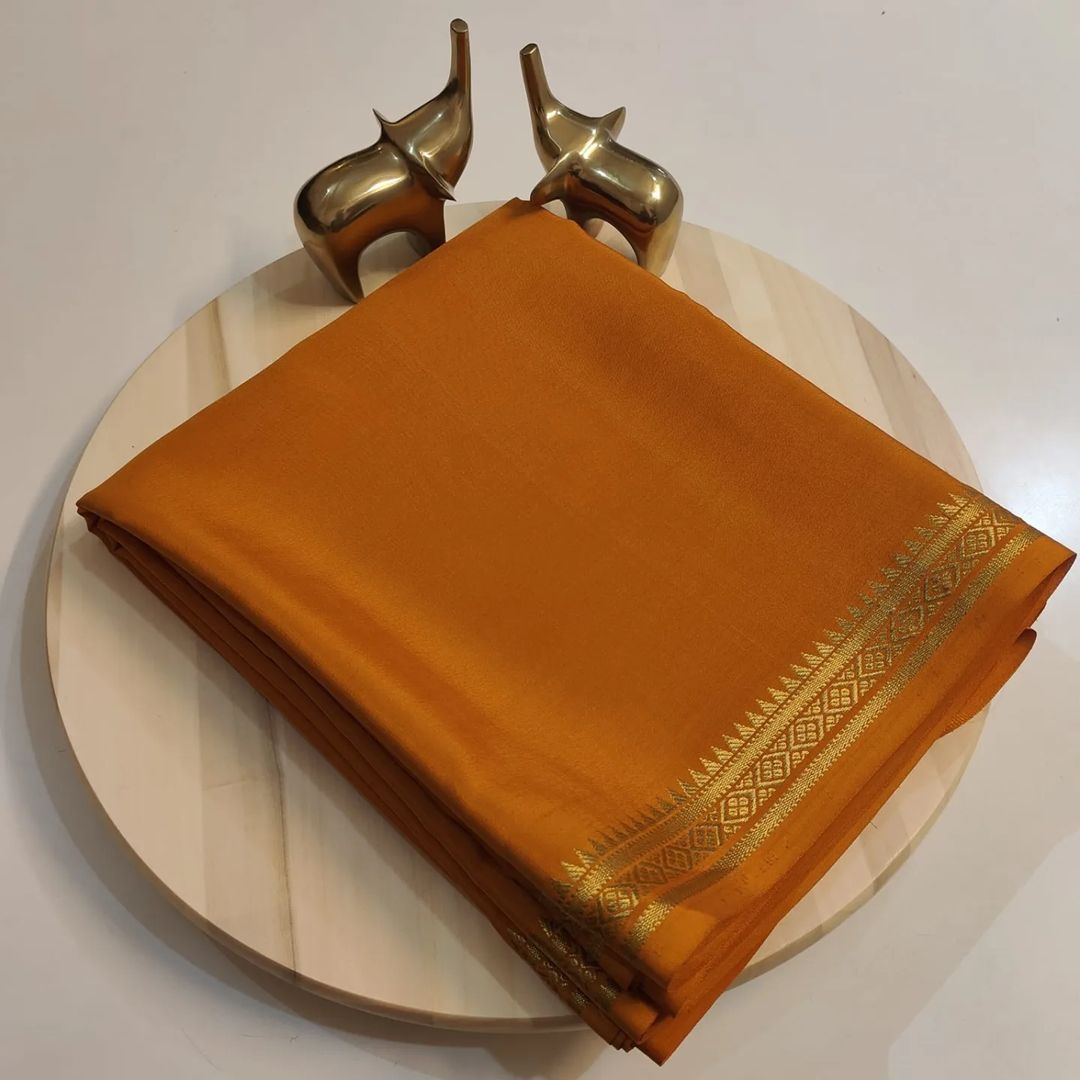 Orange Colour Semi Mysore Saree