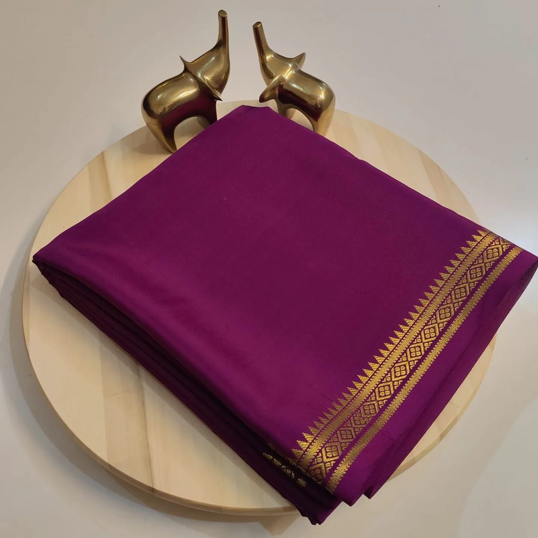 Purple Colour Semi Mysore Saree