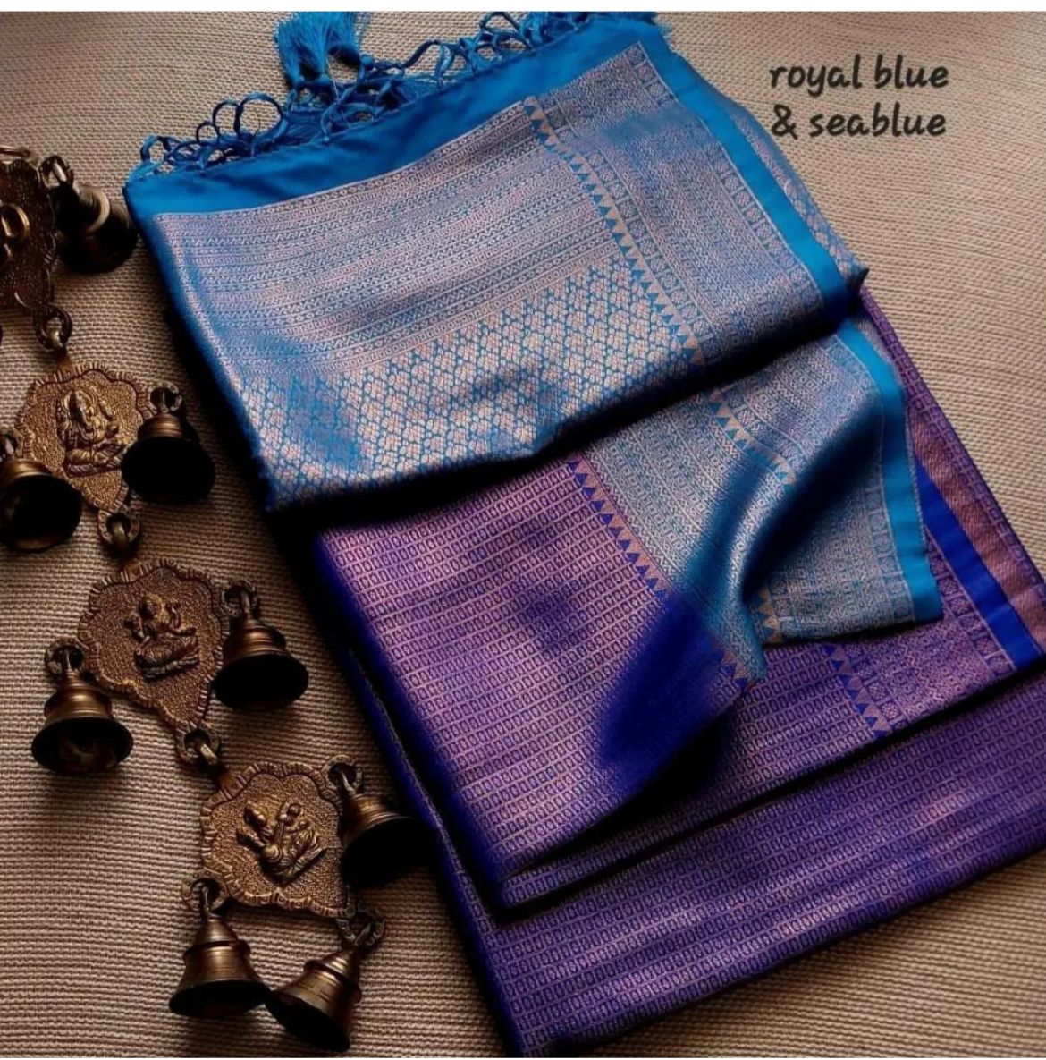 Royal Blue Nd Sea Blue Colour Kubera Pattu Silk Saree