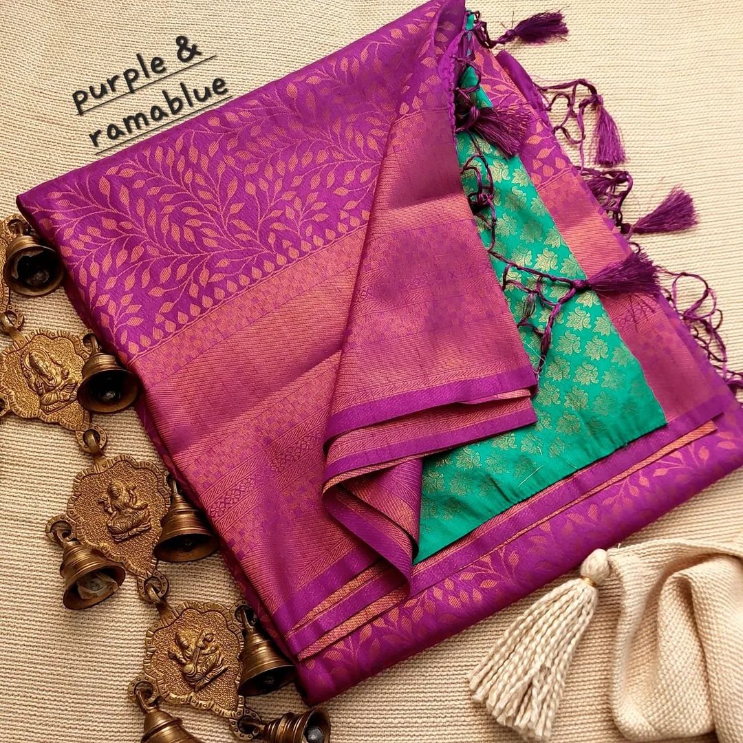 Purple Nd Rama Blue Colour Kubera Pattu Silk Saree
