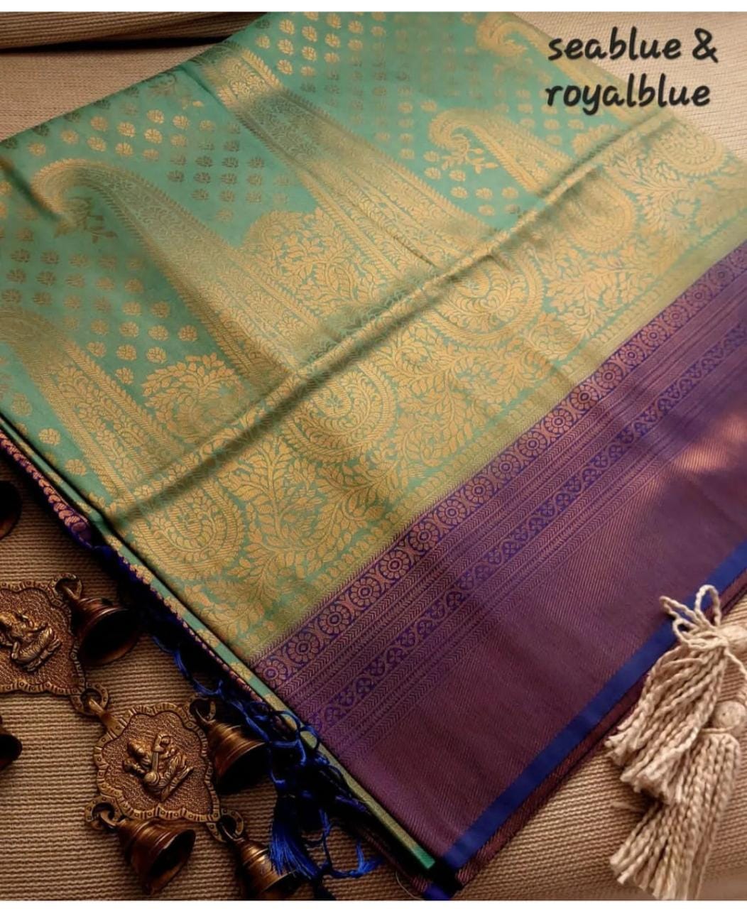 Sea Blue Nd Royal Blue Colour Pattu Silk Saree